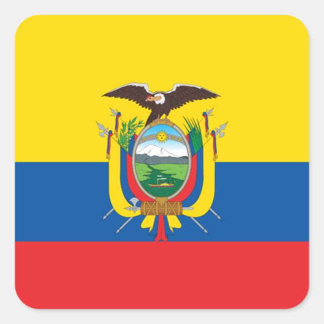 Ecuador (ecuadorianische Flagge) Quadratischer Aufkleber (Vorderseite)