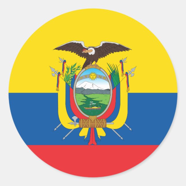 Ecuador (ecuadorianische Flagge) Runder Aufkleber (Vorderseite)