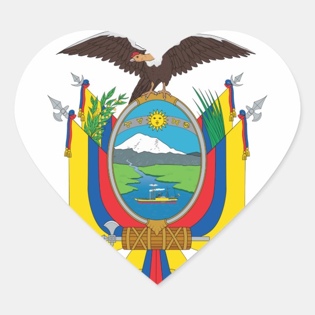 Ecuador-Emblem Herz-Aufkleber (Vorderseite)