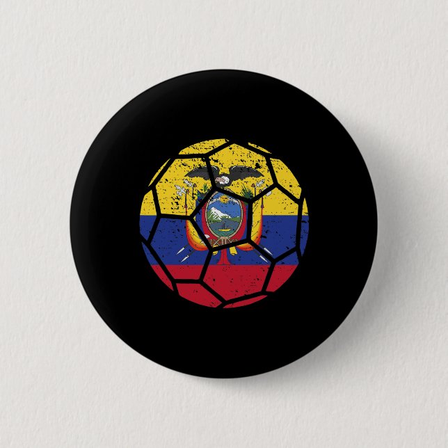 Ecuador Fans Ecuador Flagge Welt Fußball Trikot Fu Button (Vorderseite)