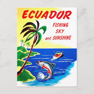 Ecuador, Fischerei und Sonnenschein, Vintage-Reise Postkarte