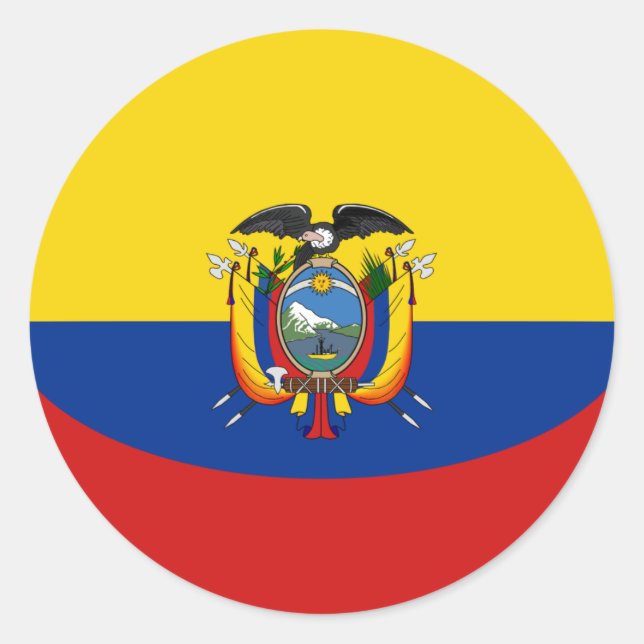 Ecuador Fisheye Flag-Aufkleber Runder Aufkleber (Vorderseite)
