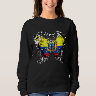 Ecuador Flag Butterfly Graphic T Sweatshirt