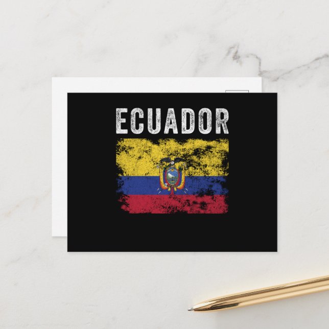 Ecuador Flag Distressed Ecuadorian Flag Postkarte (Vorderseite/Rückseite Beispiel)