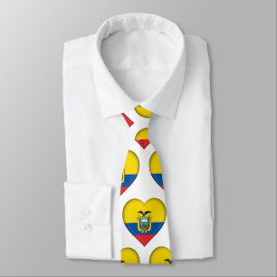 Ecuador Flag Farben Herzmuster Neck Tie Krawatte