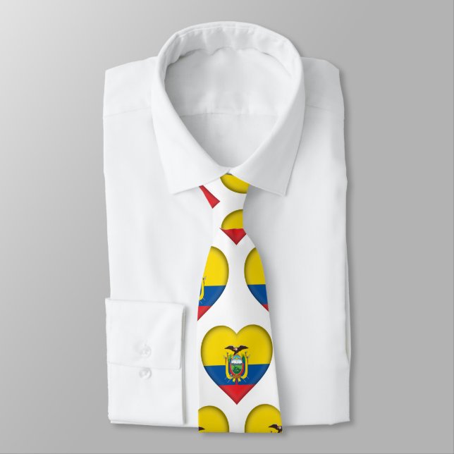 Ecuador Flag Farben Herzmuster Neck Tie Krawatte (Gebunden)