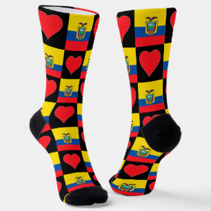 Ecuador Flag Herzendesign Spaß Ecuadorianischer St Socken