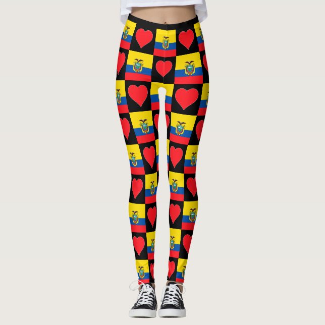 Ecuador Flag Herzmuster Patriotic Ecuadoria Leggings (Vorderseite)