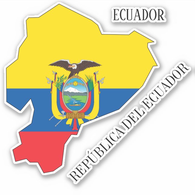 Ecuador Flag Map Aufkleber (Vorderseite)