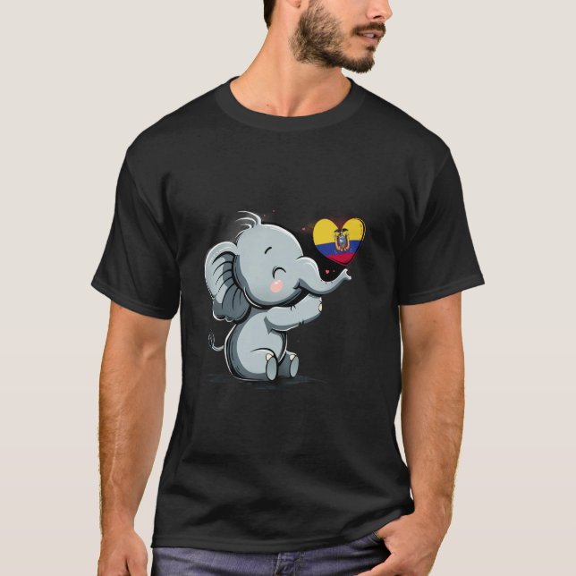 Ecuador Flag Niedlich Elephant Heart Ecuadorian Ro T-Shirt (Vorderseite)