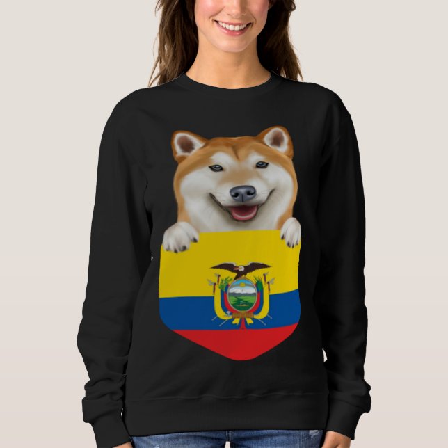 Ecuador Flag Shiba Inu Dog In Pocket Sweatshirt (Vorderseite)
