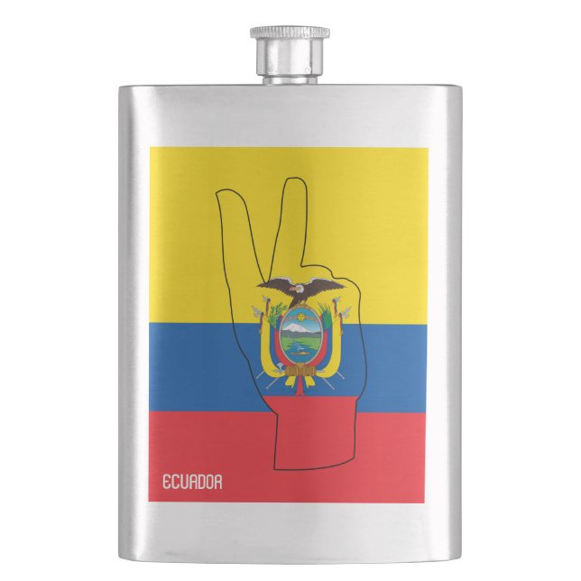Ecuador Flag Sieg Sign Patriotic Flachmann (Vorderseite)