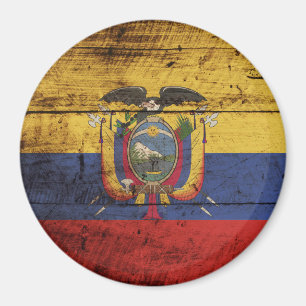 Ecuador-Flagge auf altem hölzernem Korn Magnet