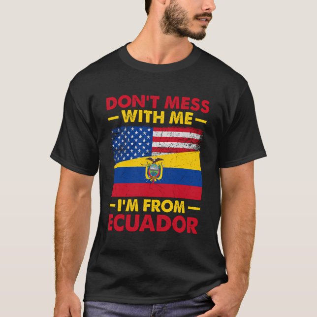 Ecuador-Flagge Halb-Amerikaner Halb-Ecuadorianer T-Shirt (Vorderseite)