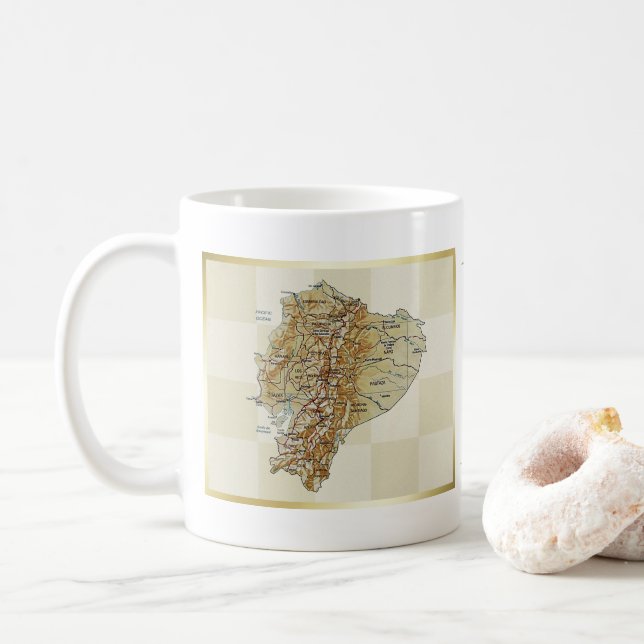 Ecuador-Flagge + Karten-Tasse Kaffeetasse (Mit Donut)