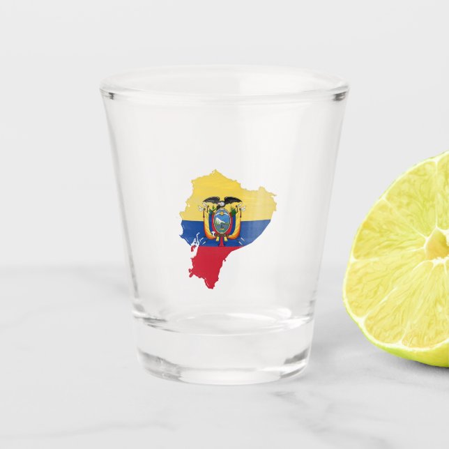 Ecuador-Flagge und -Karte Schnapsglas (Vorderseite)