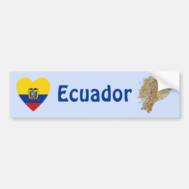 Ecuador Flaggenherz + Karte Autoaufkleber (Vorne)