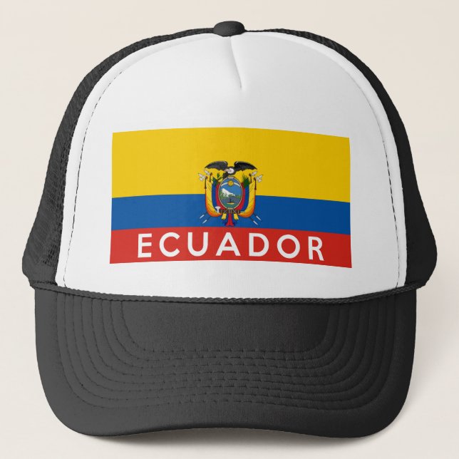 Ecuador-Flaggenland-Textname Truckerkappe (Vorderseite)
