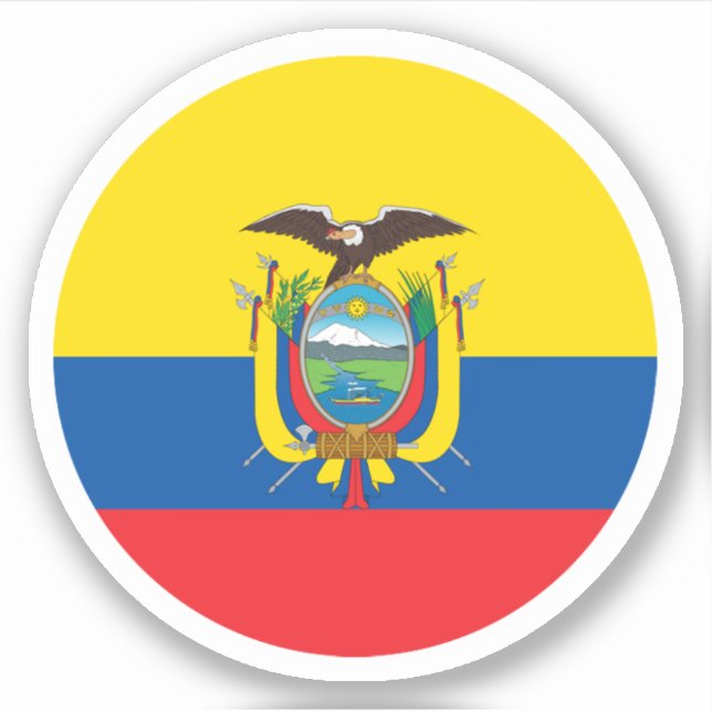 Ecuador Flaggenrundkleber Aufkleber (Vorderseite)