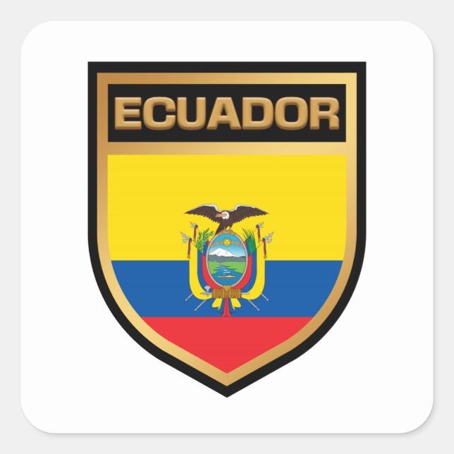 Ecuador-Flaggenschild Quadratischer Aufkleber (Vorderseite)