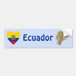 Ecuador Flaggenstaat Herz + Karte Autoaufkleber