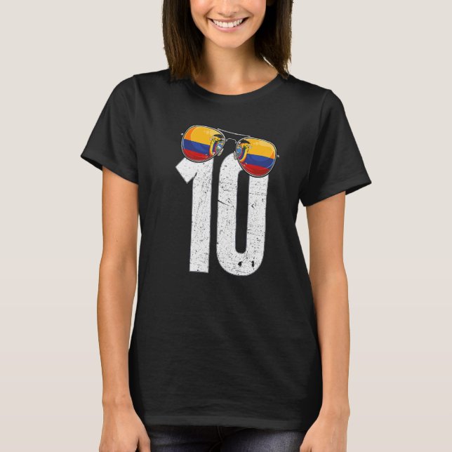 Ecuador Fußballspielernummer 10 Ecuadorianische Fl T-Shirt (Vorderseite)