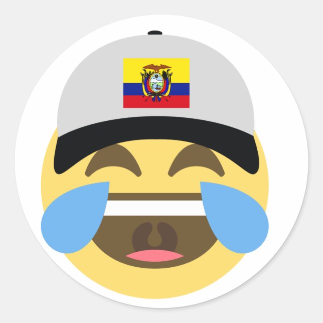 Ecuador Hat Laughing Emoji Runder Aufkleber (Vorderseite)