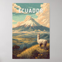 Ecuador Illustration Travel Art Vintag