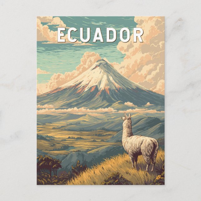 Ecuador Illustration Travel Art Vintag Postkarte (Vorderseite)
