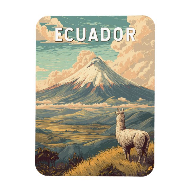 Ecuador Illustration Travel Art Vintage Magnet (Vertikal)