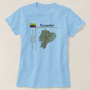 Ecuador Karte + Flagge + Titel T-Shirt