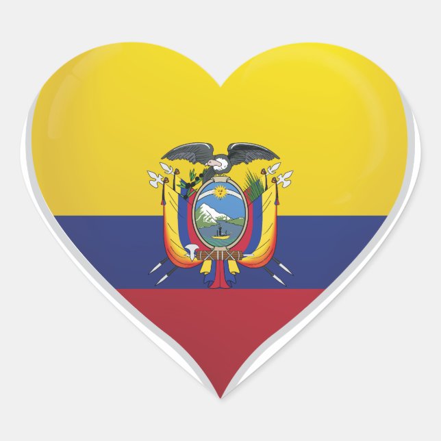 Ecuador Liebe Flaggenstempel Herz-Aufkleber (Vorderseite)