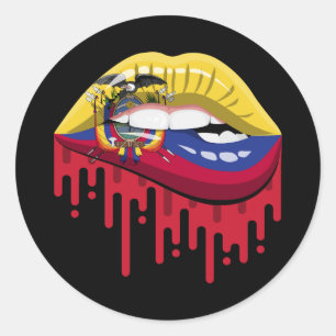 Ecuador Lips Stolperflagge Runder Aufkleber