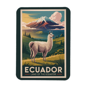 Ecuador Llama Illustration Reise Kunst Vintage Magnet