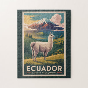 Ecuador Llama Illustration Reise Kunst Vintage Puzzle