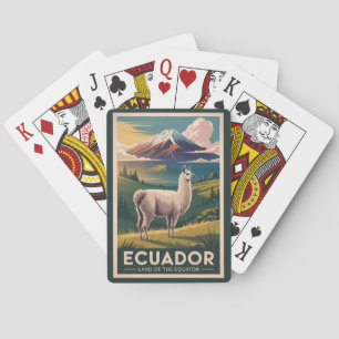 Ecuador Llama Illustration Reise Kunst Vintage Spielkarten