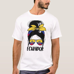 Ecuador Messy Bun Patriotic Ecuadorian Women's T-Shirt