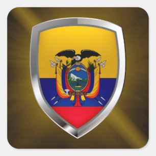 Ecuador Mettalic Emblem Quadratischer Aufkleber