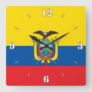 Ecuador National Flag Patriotic Quadratische Wanduhr