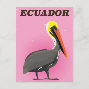 Ecuador Pelican Vintage Reiseplakat Postkarte