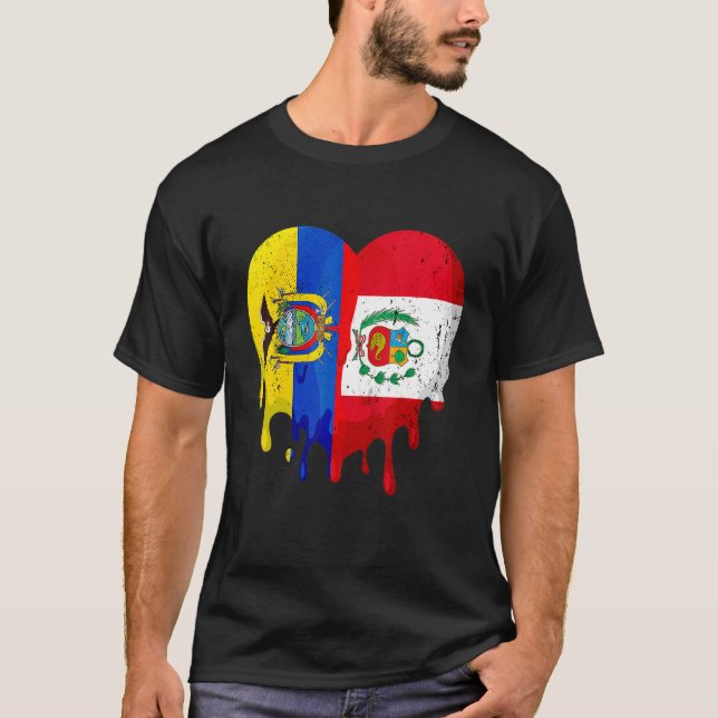 Ecuador Peru Flag Heart Citizen Grown Patriot Coun T-Shirt (Vorderseite)