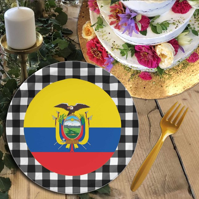 Ecuador Plate, Büffel kariert & Ecuador Flag Pappteller (Von Creator hochgeladen)