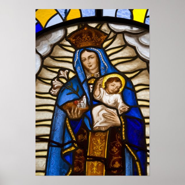 Ecuador, Quito Statue der geflügelten Jungfrau Poster (Vorne)