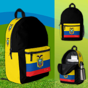 Ecuador, schwarzer Rucksack, Ecuador Flag / patrio Bedruckter Rucksack