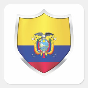 Ecuador Silver Shield Flag Quadratischer Aufkleber