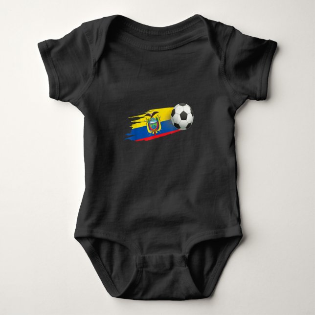 Ecuador Soccer Ball Ecuador Flag Jersey - Ecuador Baby Strampler (Vorderseite)