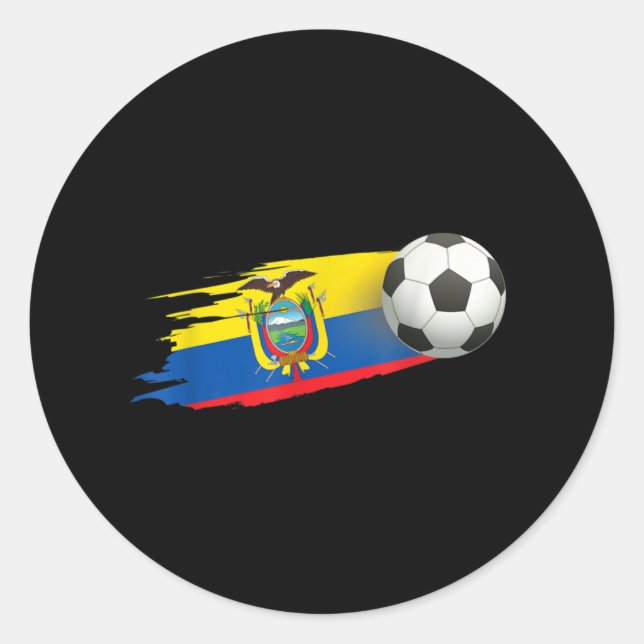 Ecuador Soccer Ball Ecuador Flag Jersey - Ecuador Runder Aufkleber (Vorderseite)