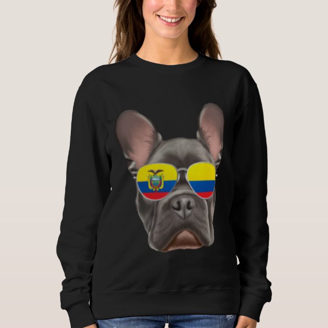 Ecuadorian Flag French Bulldog Dog Ecuador Pocket Sweatshirt (Vorderseite)