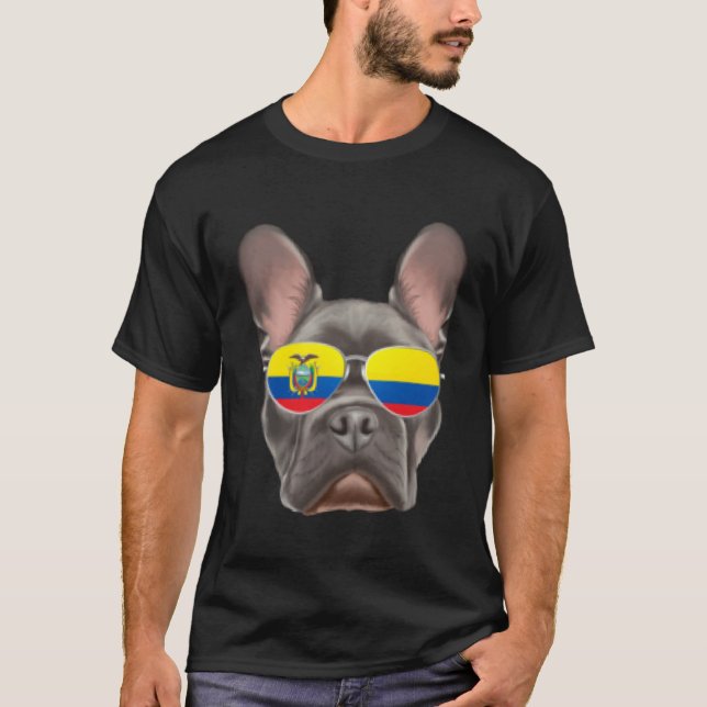 Ecuadorian Flag French Bulldog Dog Ecuador Pocket T-Shirt (Vorderseite)