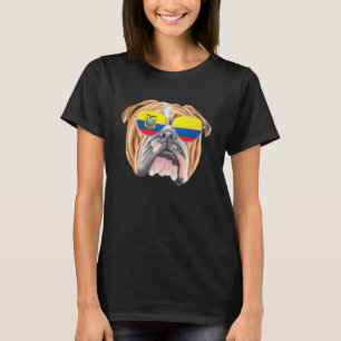Ecuadorianische Flagge Bulldog Hund Ecuador Pocket T-Shirt